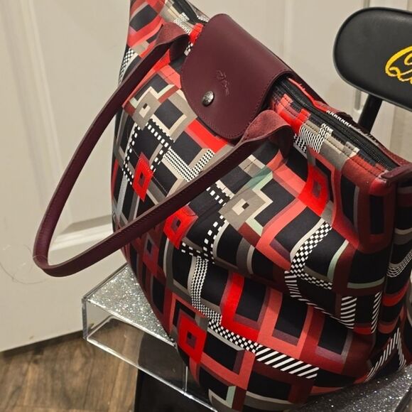 Longchamp Le Pilage Artwalk Large Shoulder Tote Bag- Opera - Picture 11 of 13